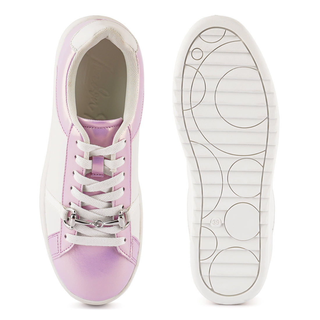 contrasting metallic sneakers#color_pink