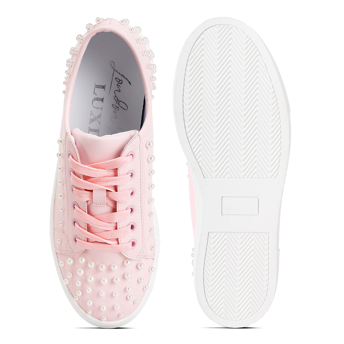 pearl embellished slip on sneakers#color_pink