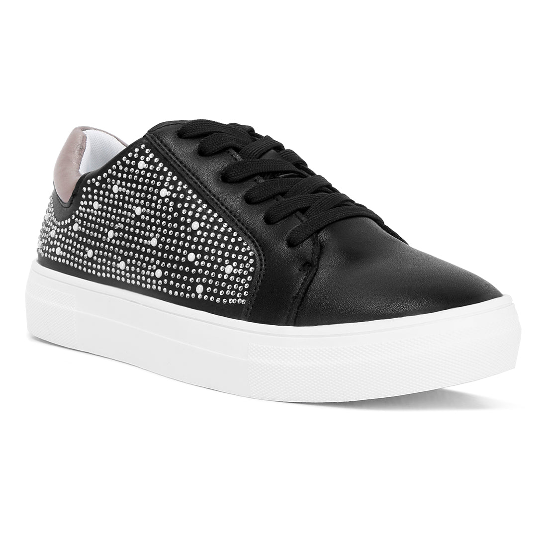 rhinestone & pearl embellished sneakers#color_black