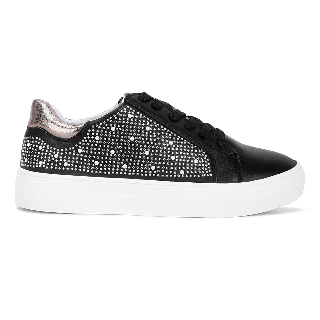 rhinestone & pearl embellished sneakers#color_black