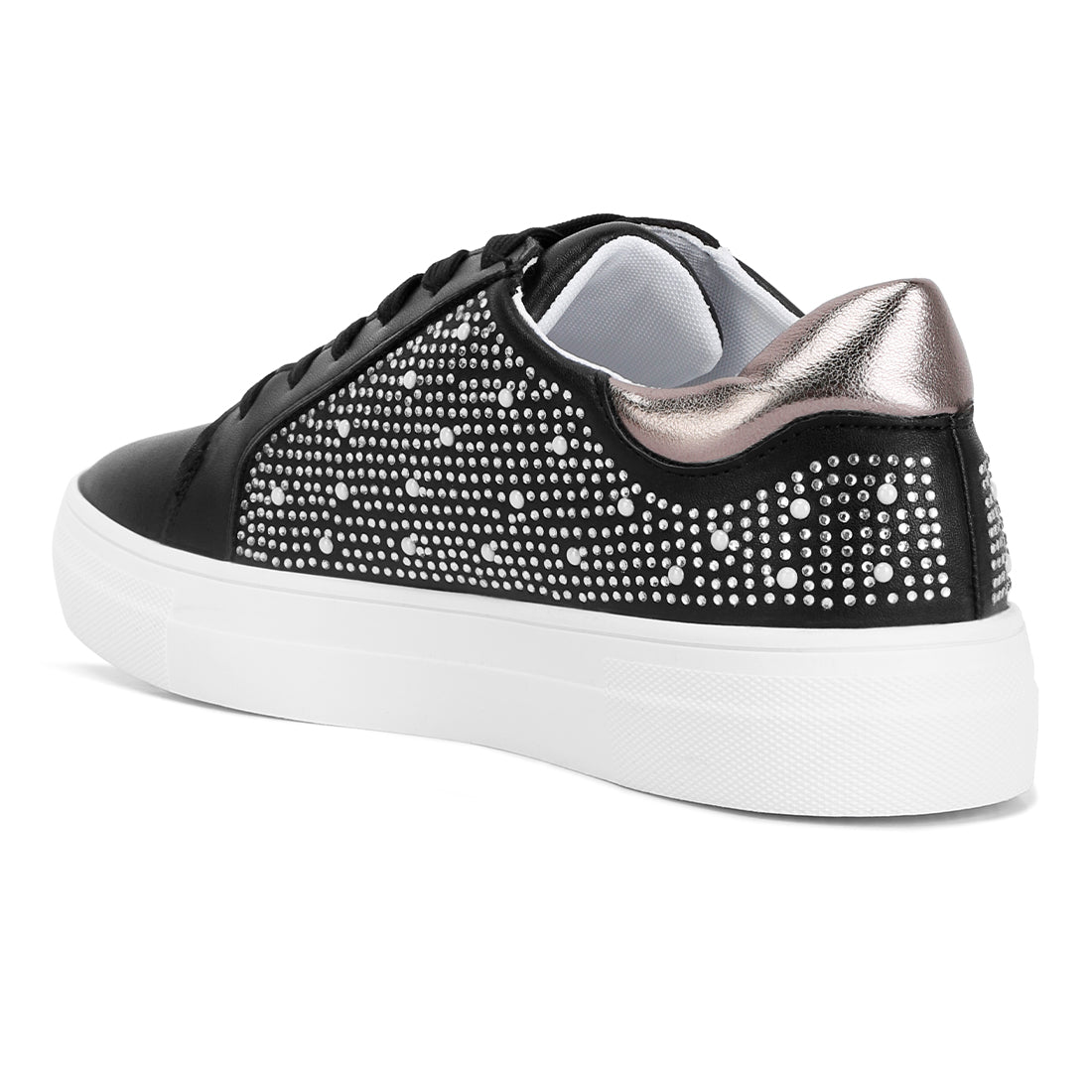 rhinestone & pearl embellished sneakers#color_black