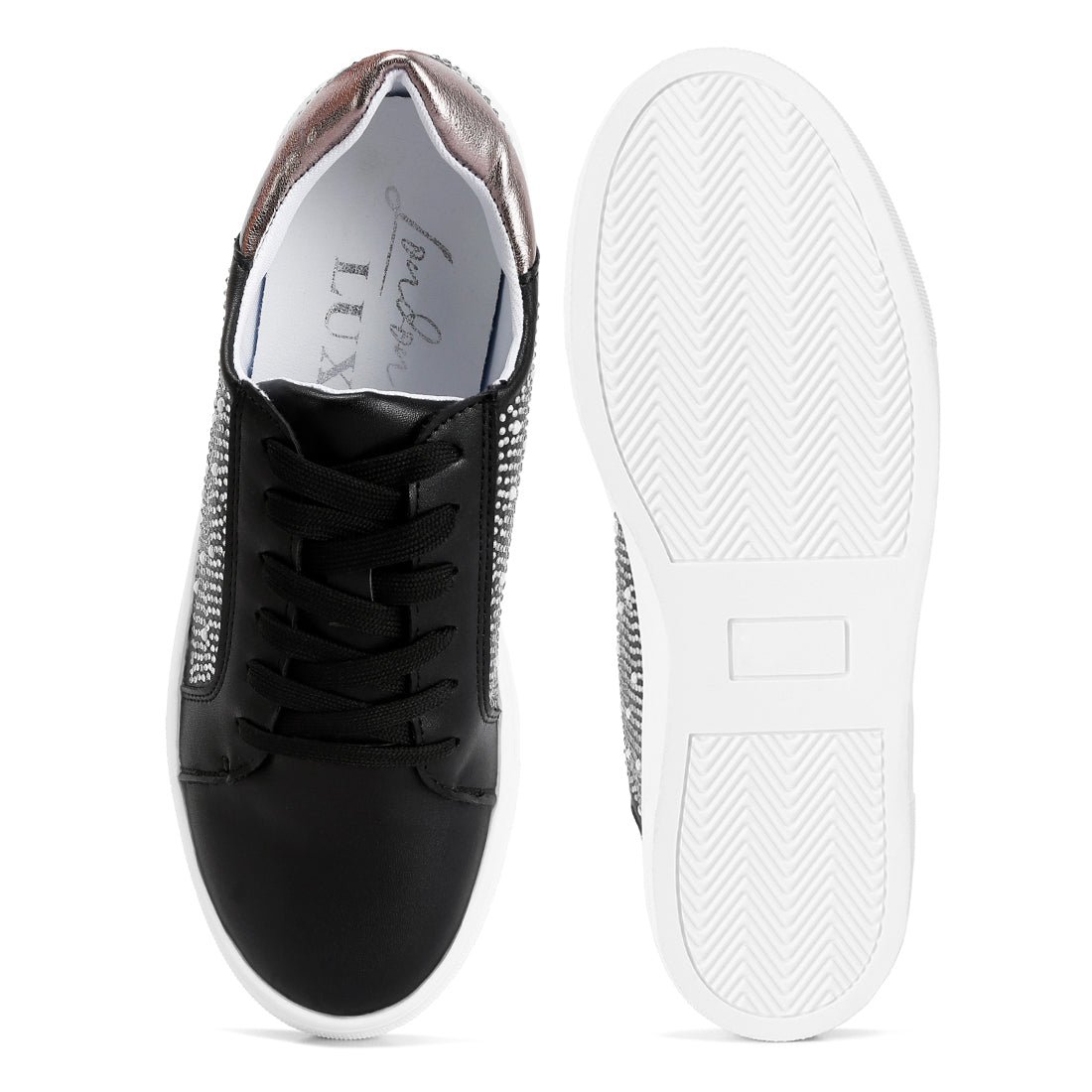 rhinestone & pearl embellished sneakers#color_black