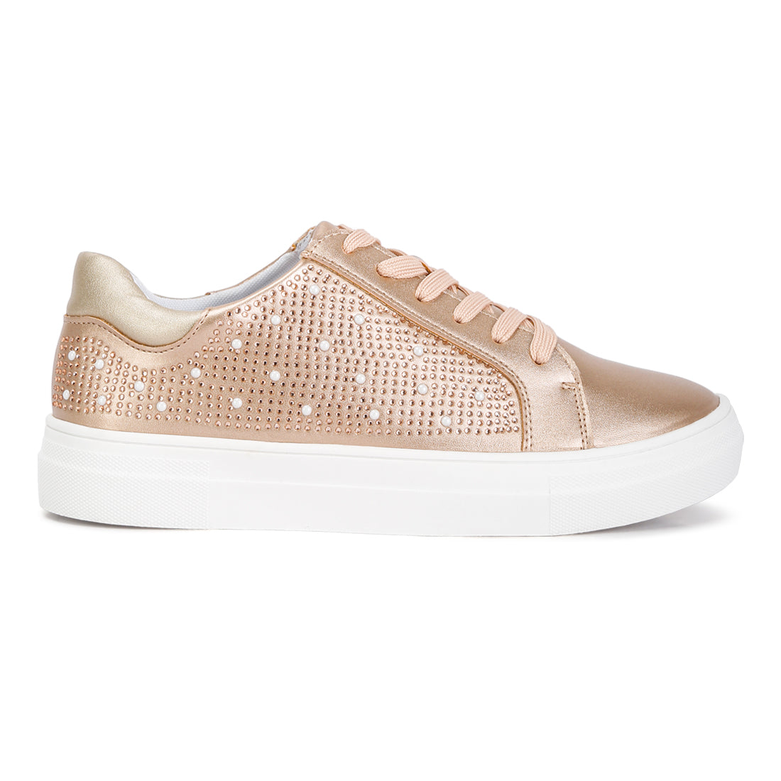 rhinestone & pearl embellished sneakers#color_beige