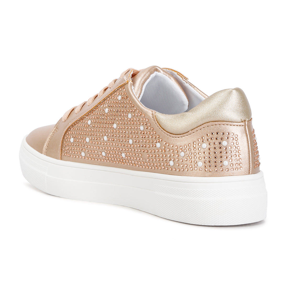 rhinestone & pearl embellished sneakers#color_beige