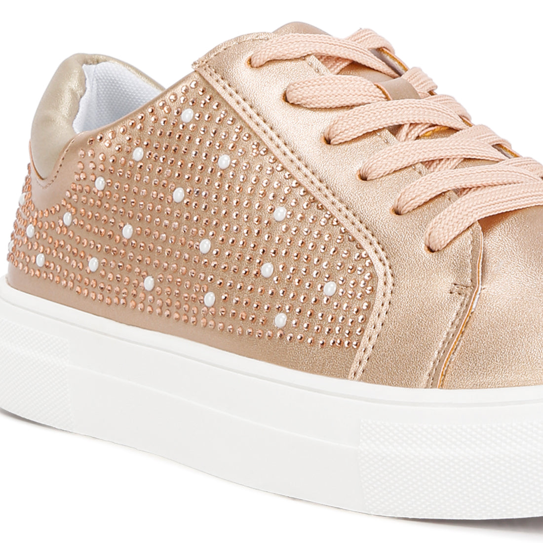 rhinestone & pearl embellished sneakers#color_beige