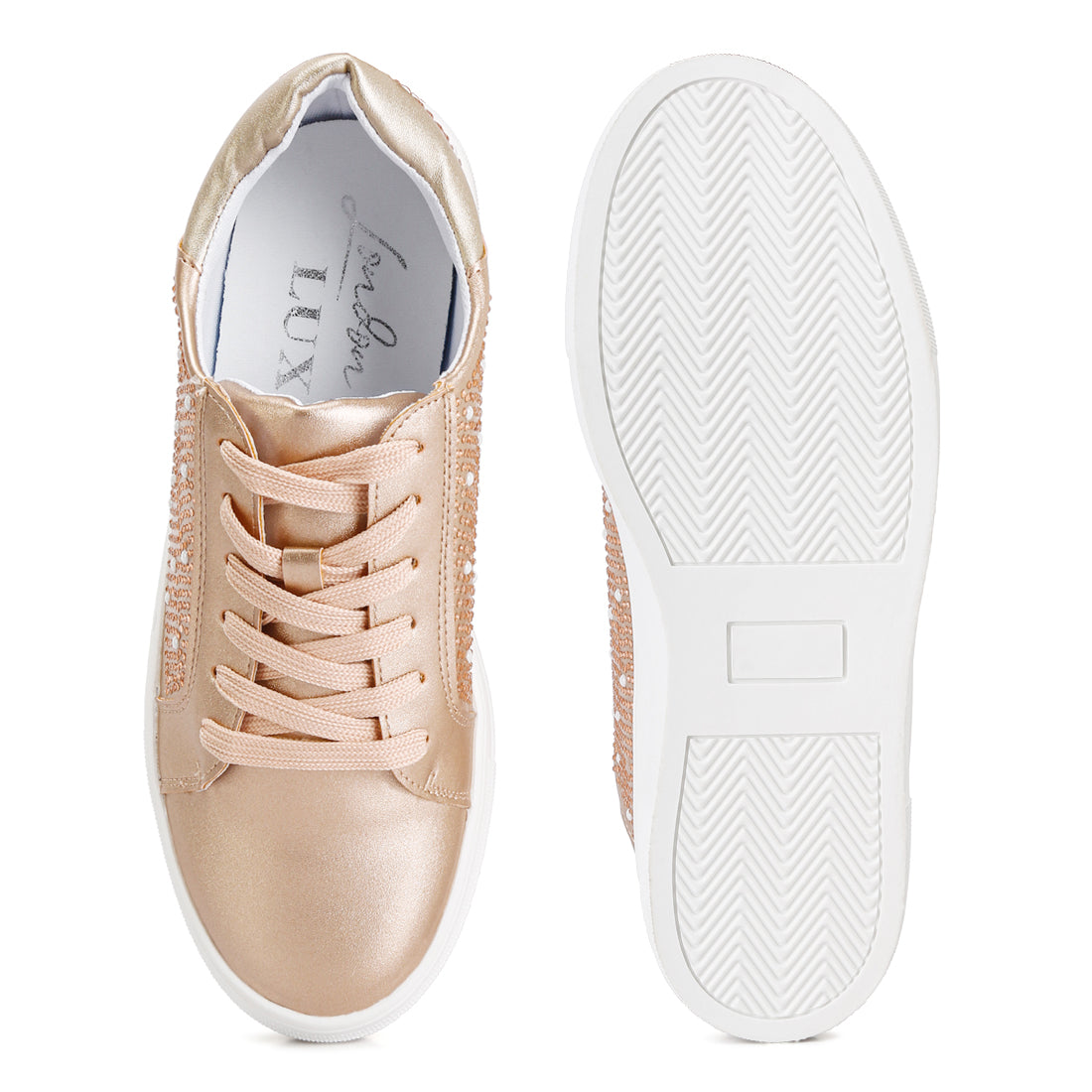 rhinestone & pearl embellished sneakers#color_beige