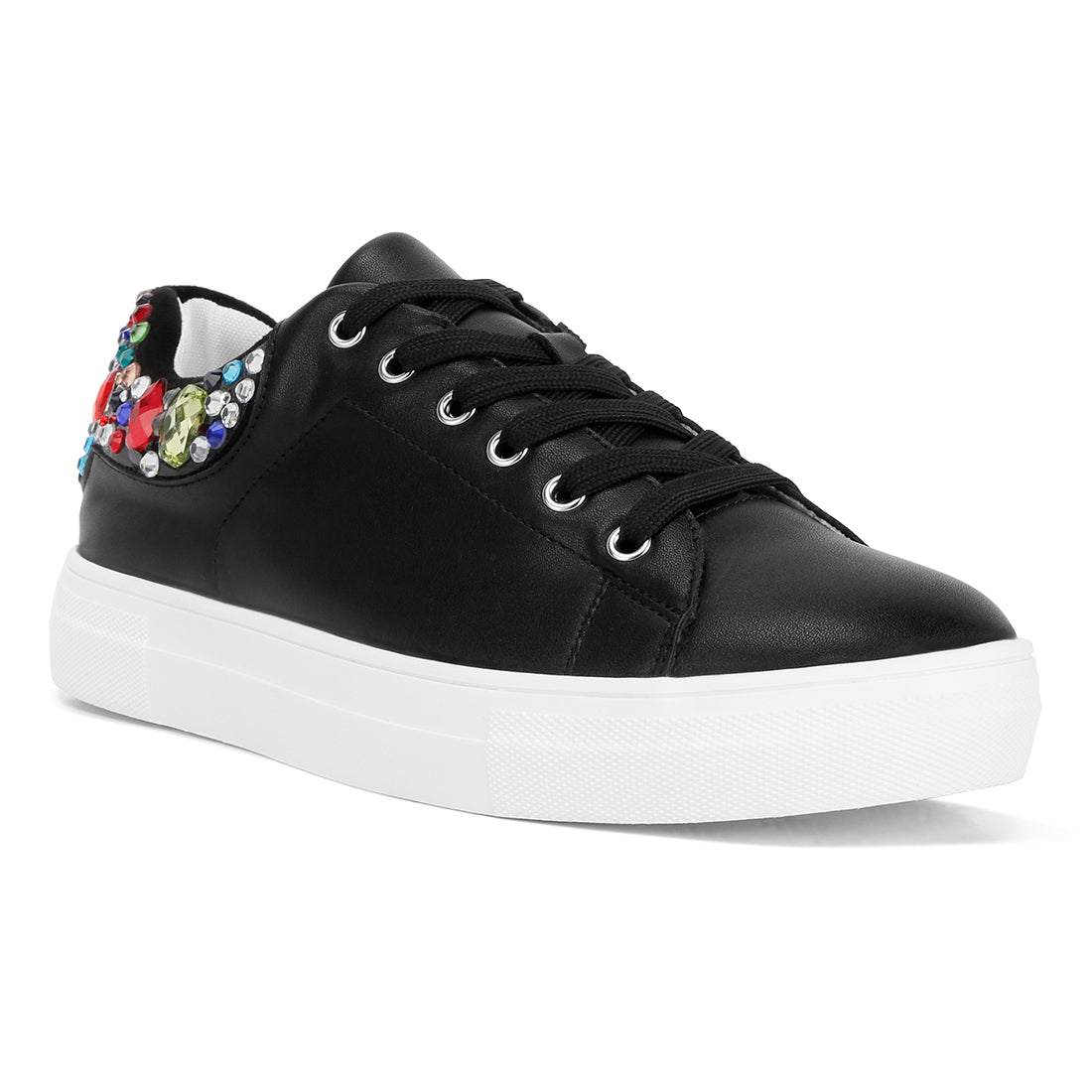 gems diamante embellished sneakers#color_black