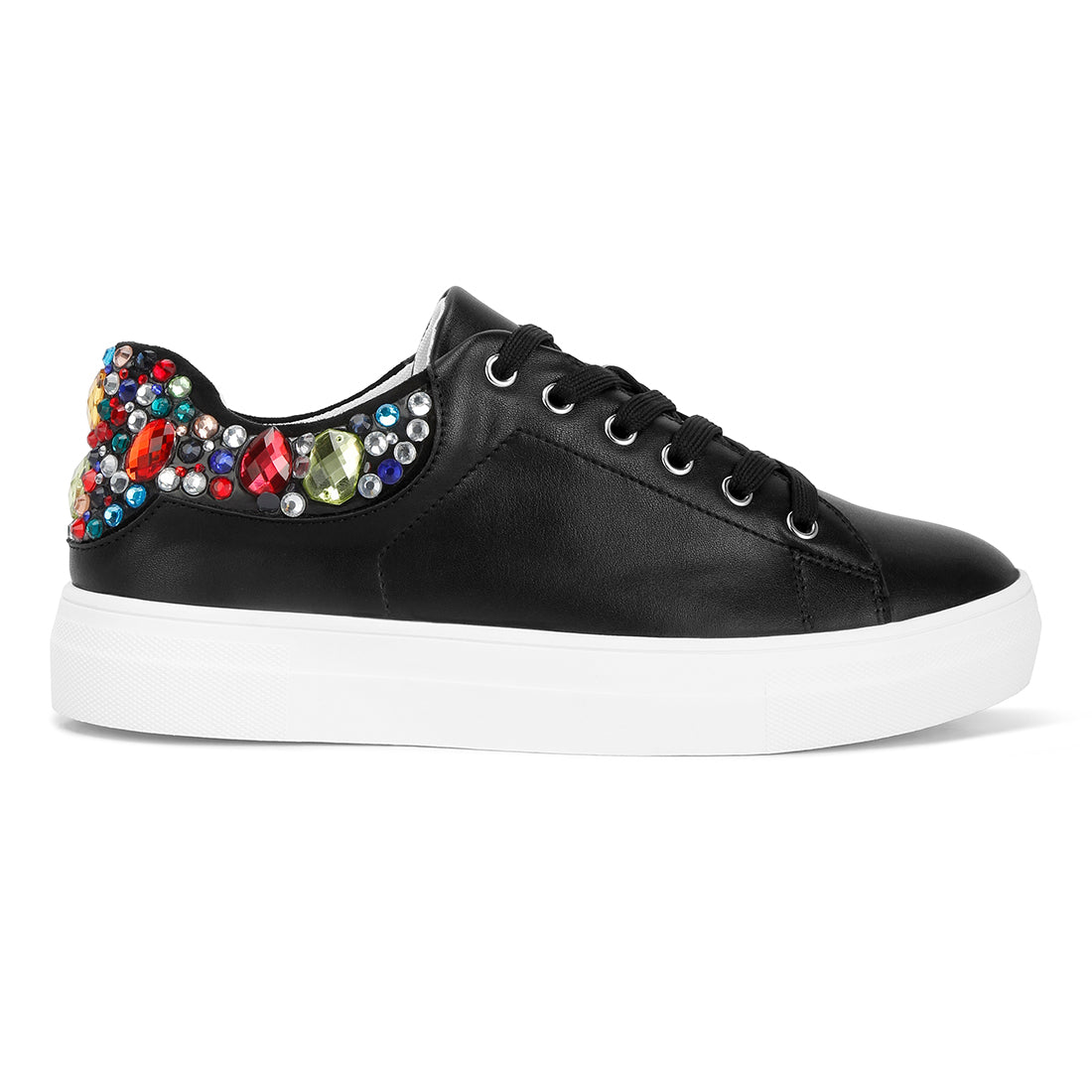 gems diamante embellished sneakers#color_black