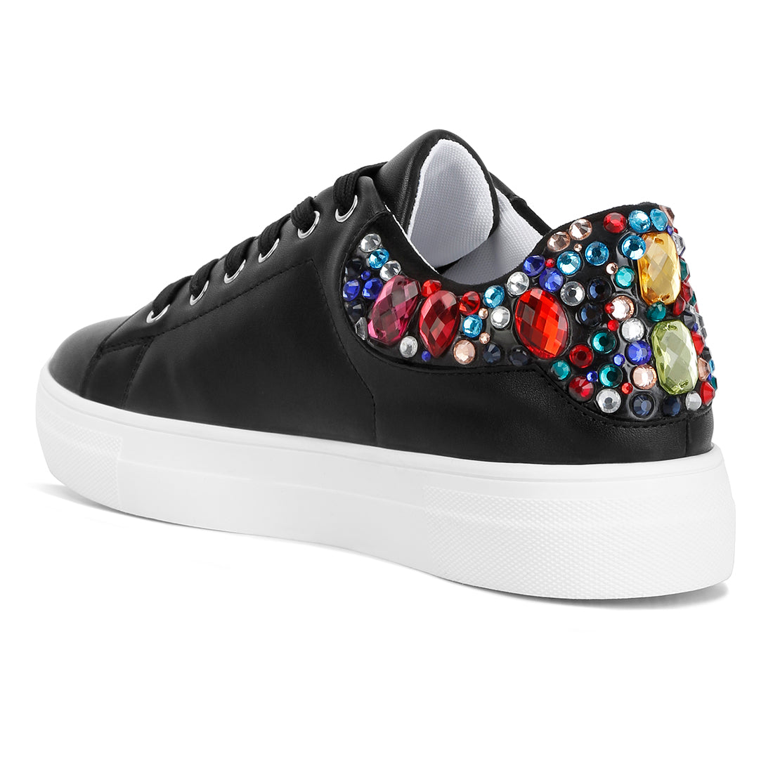 gems diamante embellished sneakers#color_black