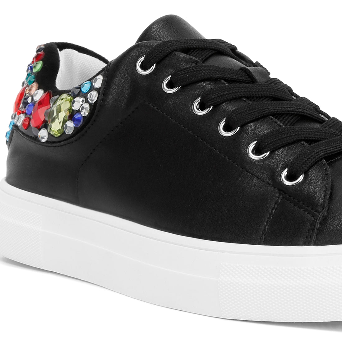 gems diamante embellished sneakers#color_black
