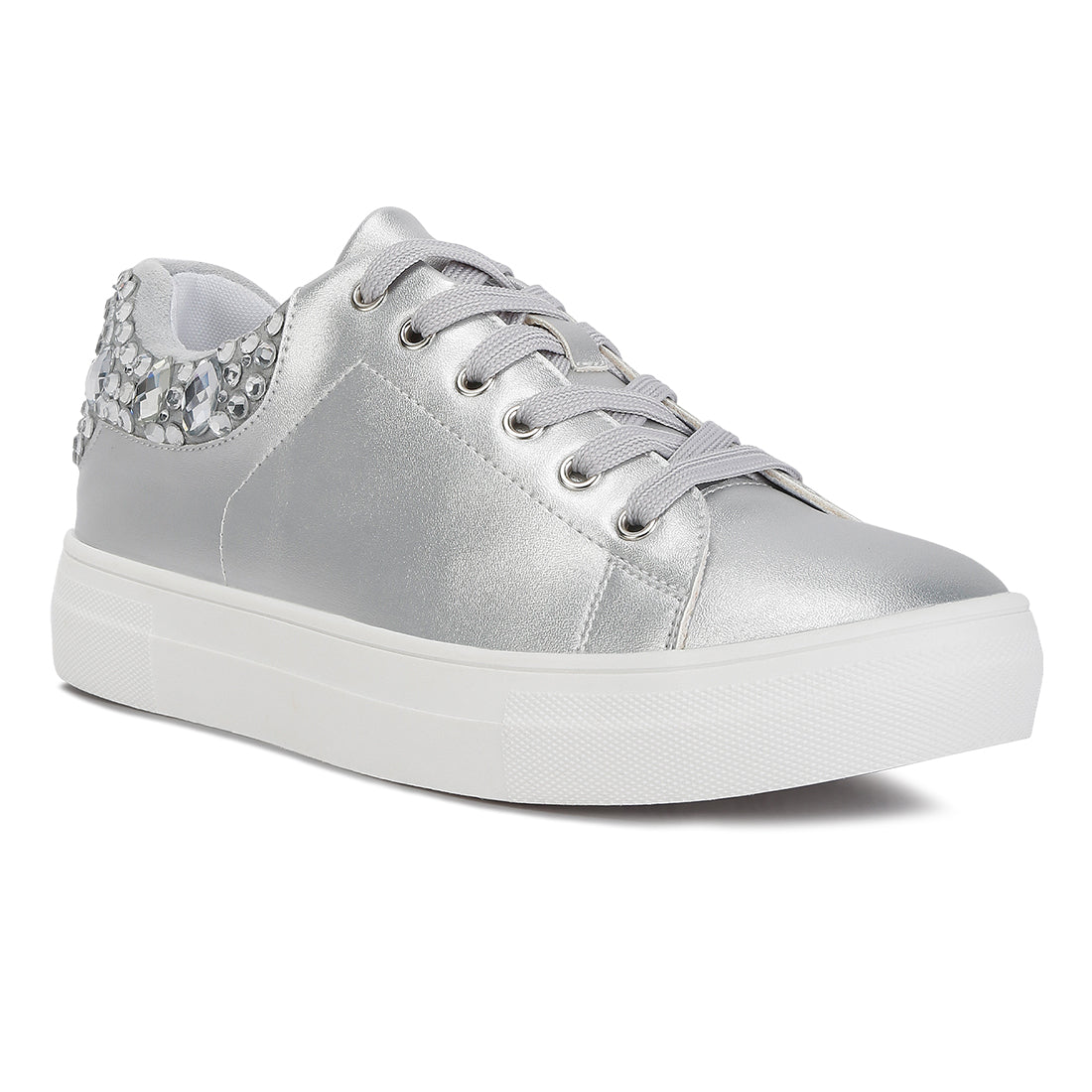 gems diamante embellished sneakers#color_silver