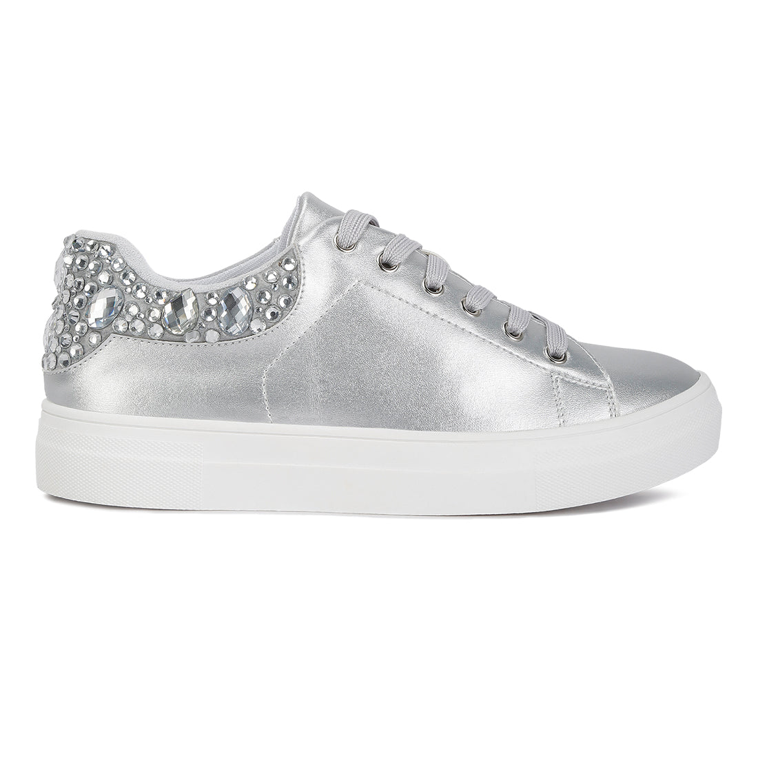 gems diamante embellished sneakers#color_silver