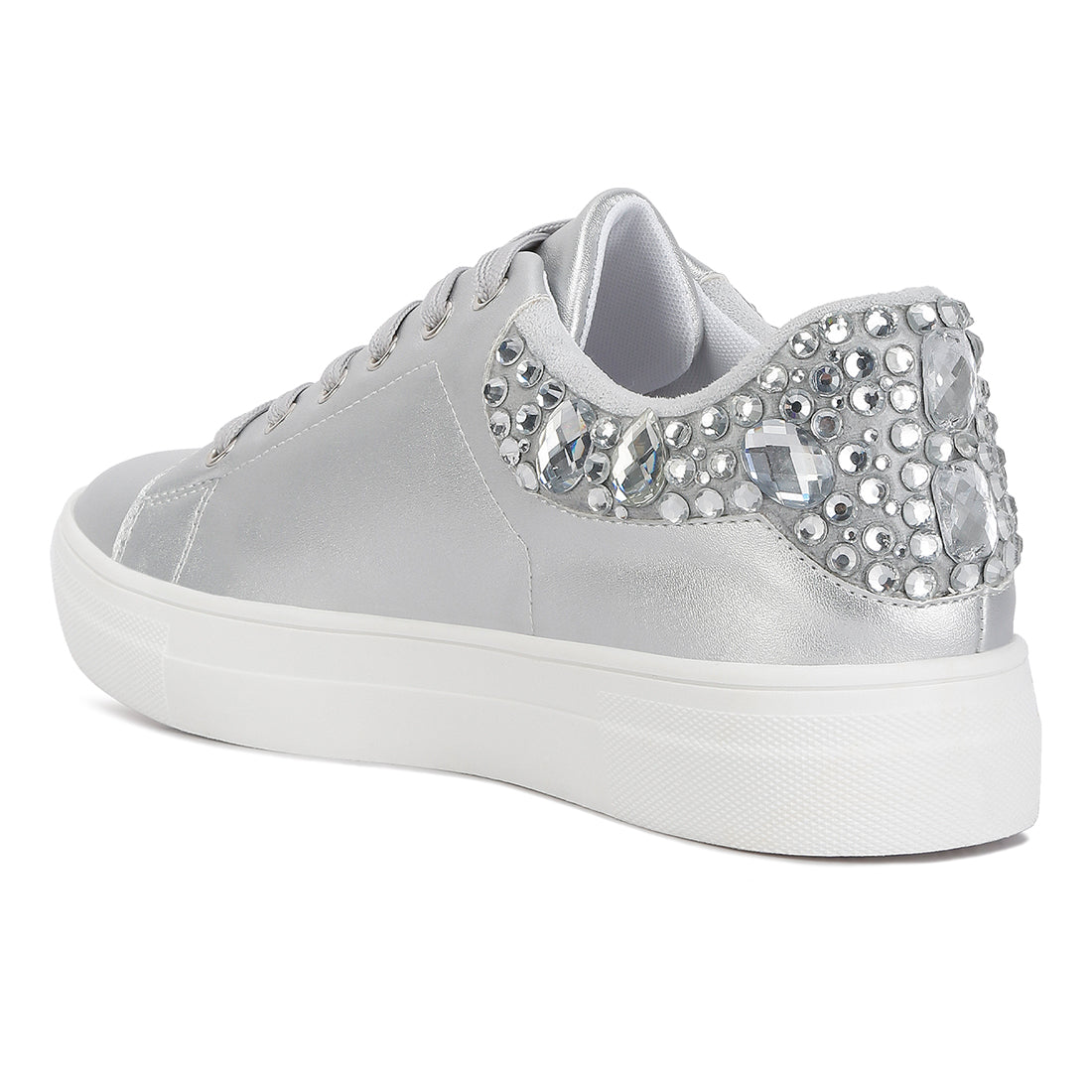 gems diamante embellished sneakers#color_silver