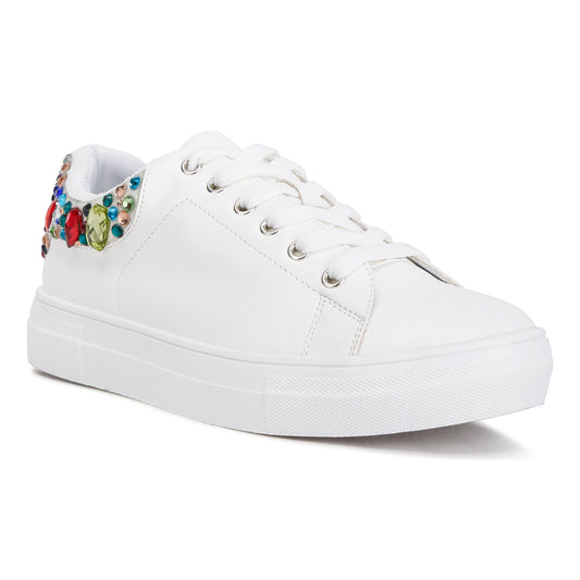 gems diamante embellished sneakers#color_white