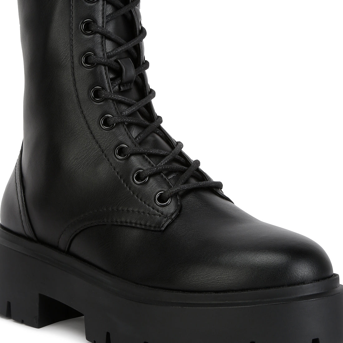 Black Ankle Combat Platform Boots