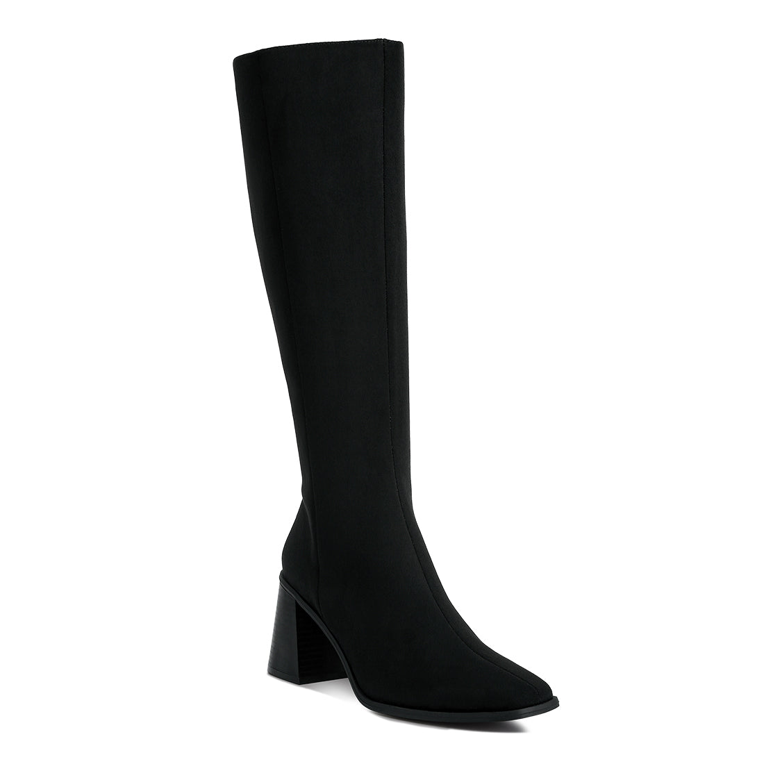 block heel calf length boots#color_black