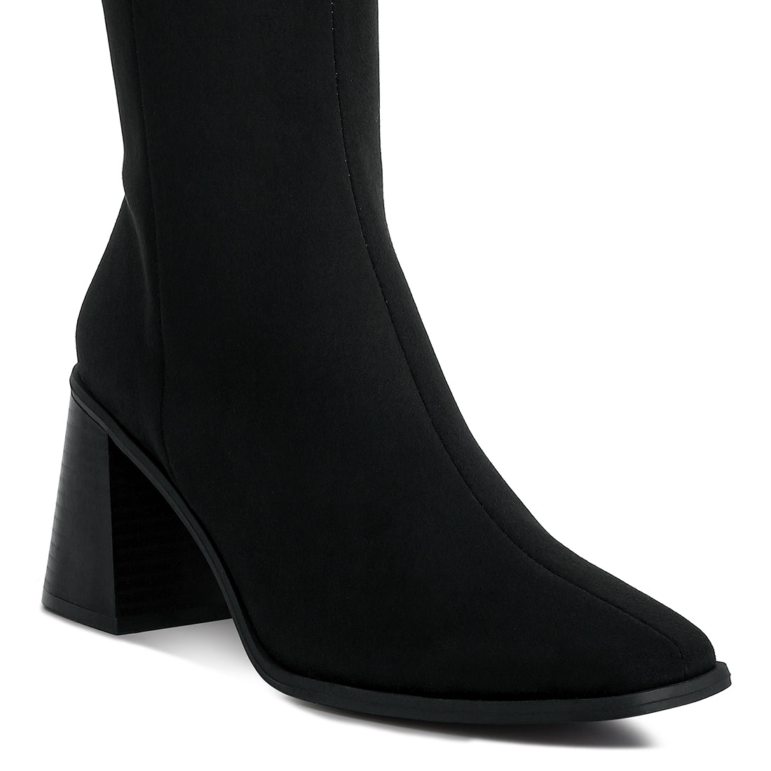 block heel calf length boots#color_black