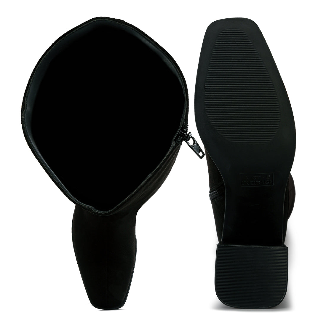 block heel calf length boots#color_black