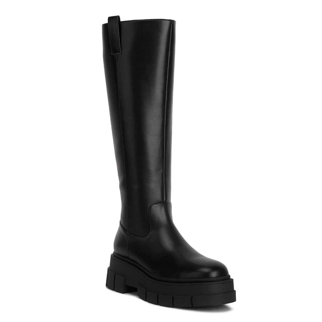 chunky platform knee length boots#color_black