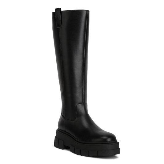 chunky platform knee length boots#color_black