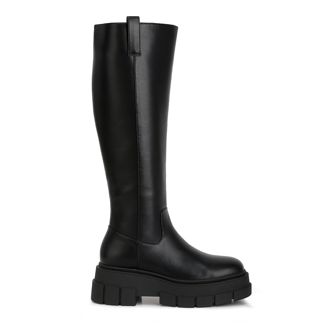 chunky platform knee length boots#color_black