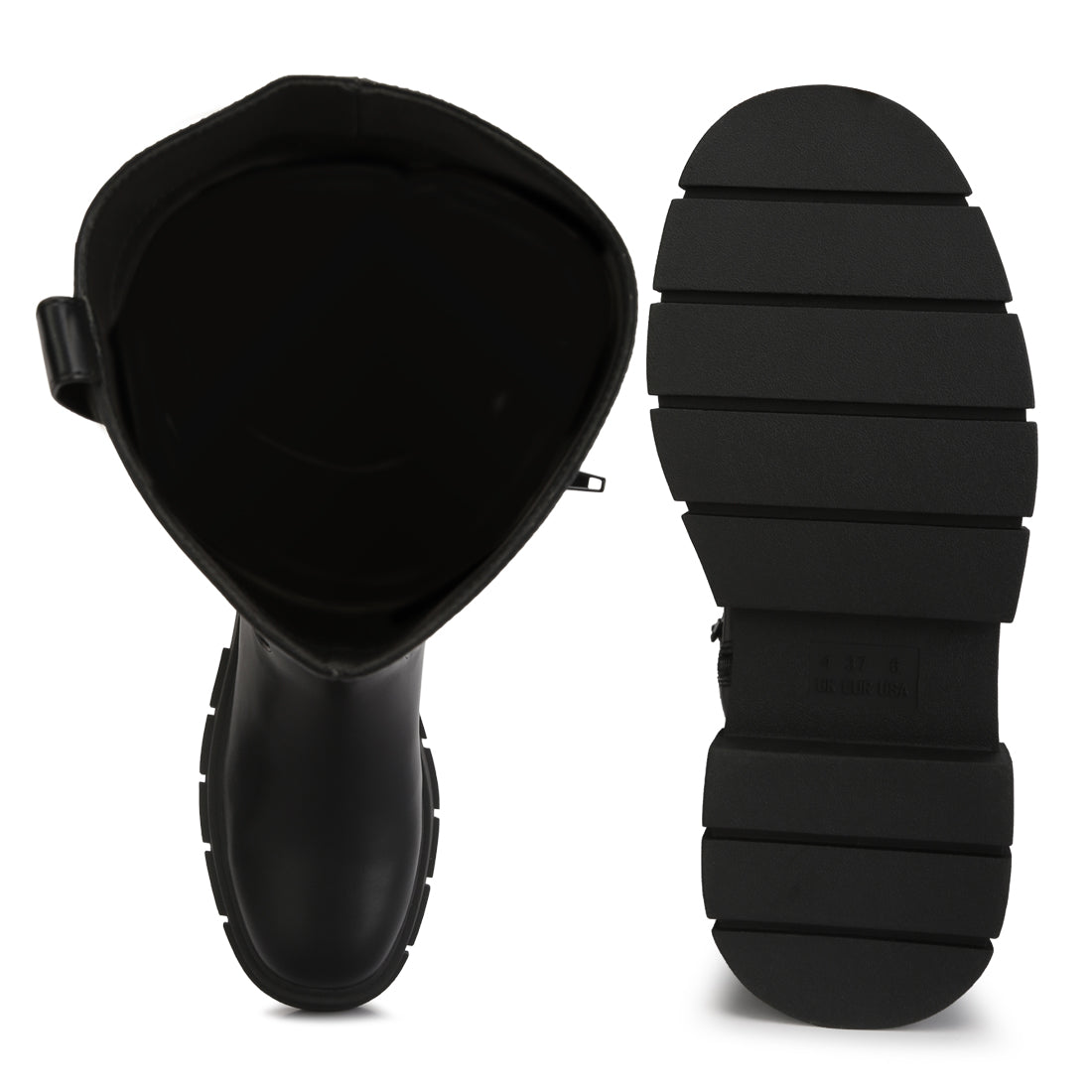 chunky platform knee length boots#color_black