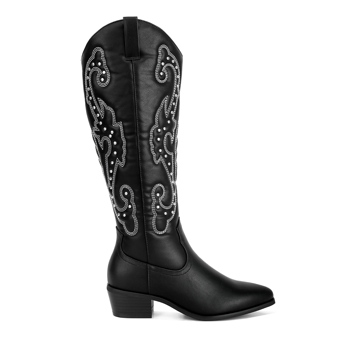 reyes patchwork studded cowboy boots#color_black