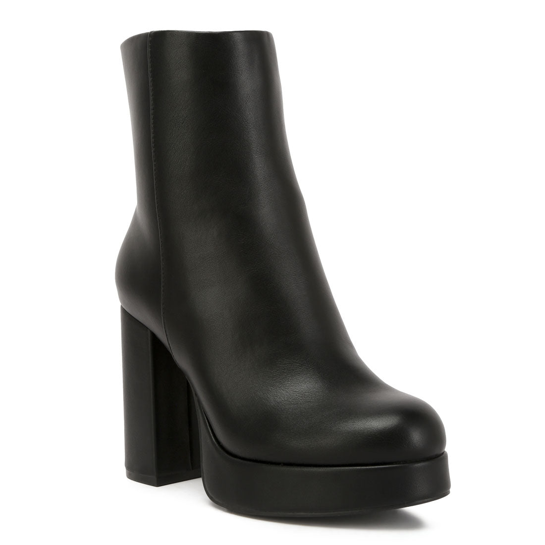 Beauty Bloack Heel Platform Ankle Boots In Black