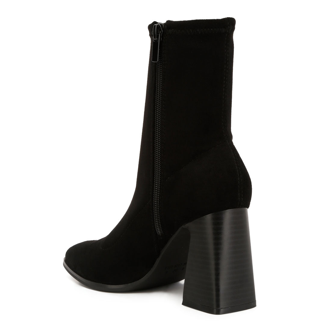 candid flared block heel boots#color_black