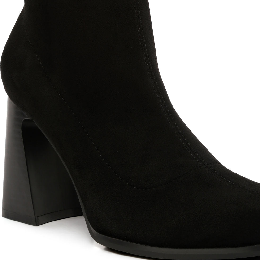 candid flared block heel boots#color_black