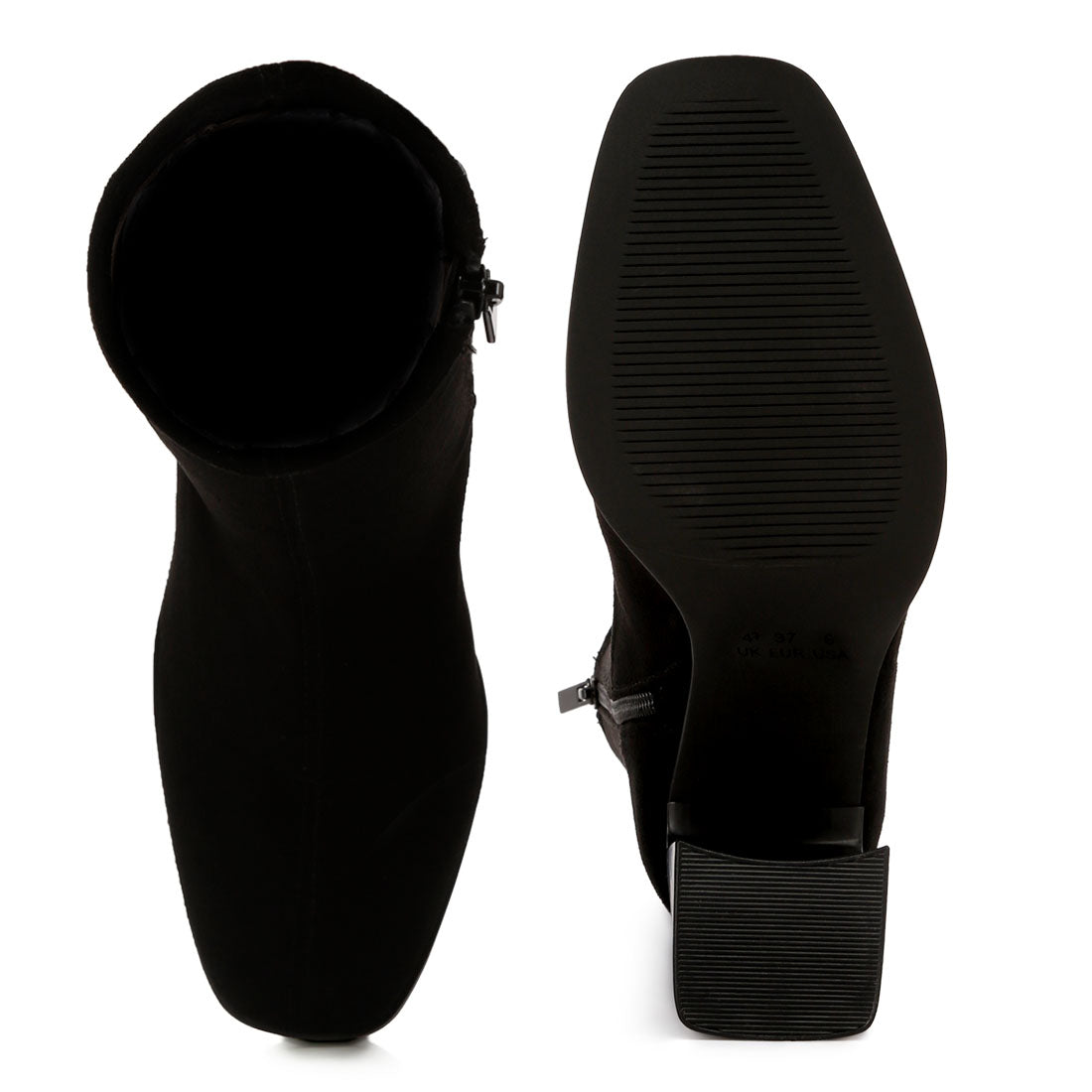 candid flared block heel boots#color_black