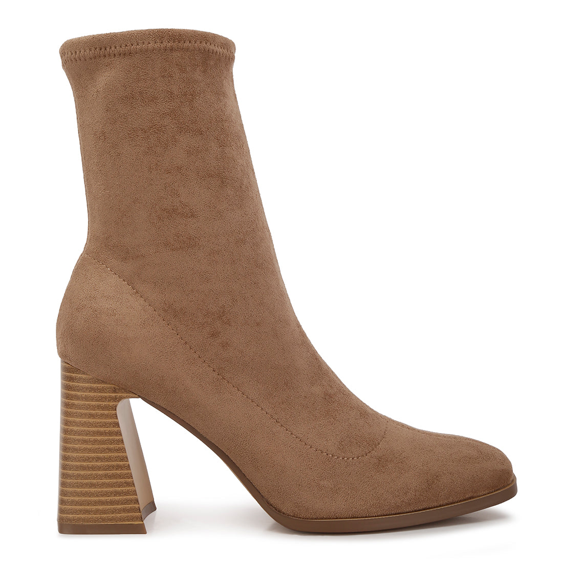candid flared block heel boots#color_taupe