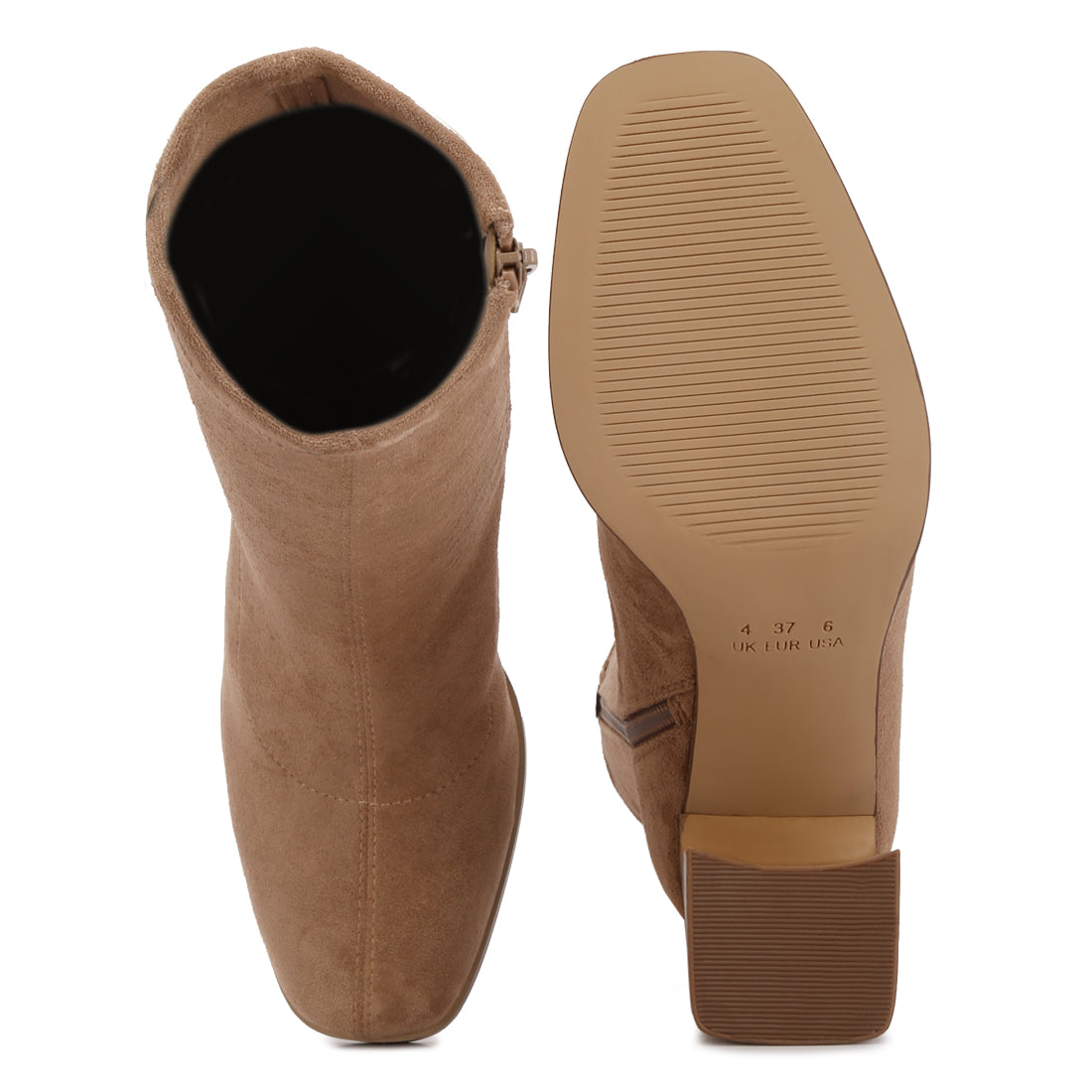 candid flared block heel boots#color_taupe