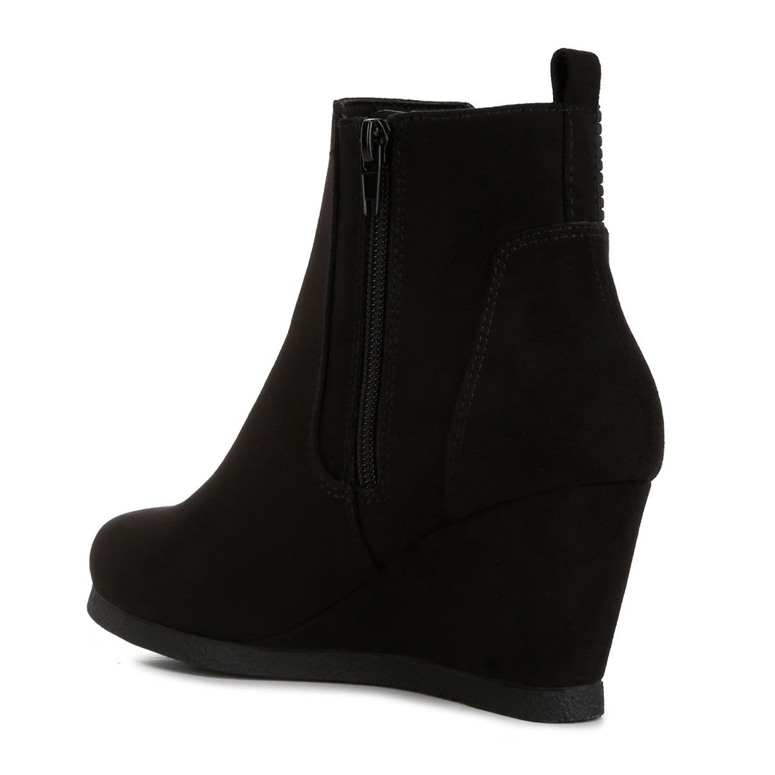 wedge heel ankle length boots#color_black