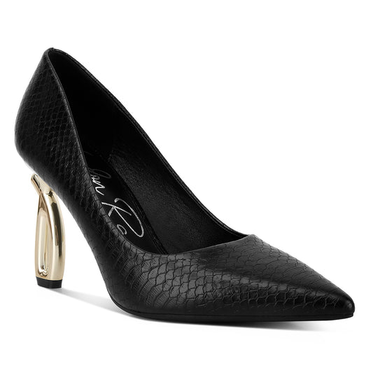 snake print fantasy heel pumps#color_black