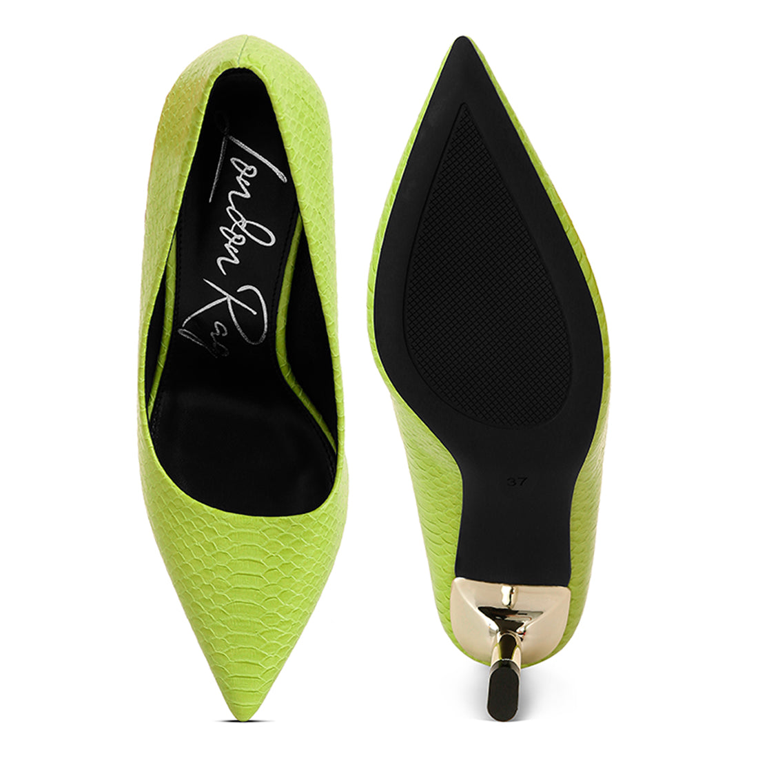 snake print fantasy heel pumps#color_lime