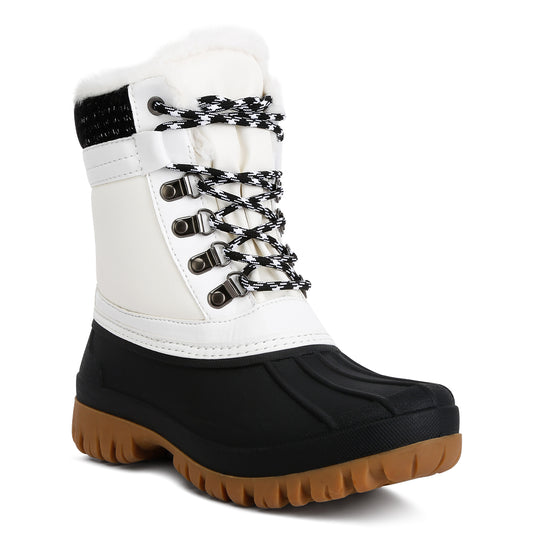 capucine fur collar contrasting lug sole boots#color_white