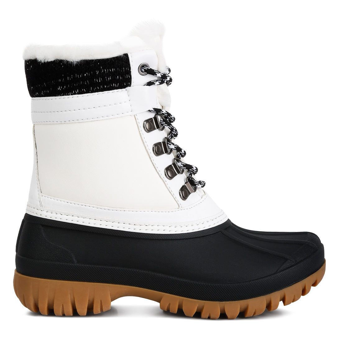 capucine fur collar contrasting lug sole boots#color_white