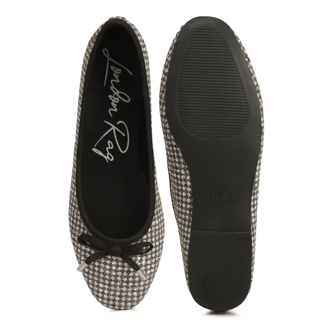 harriet giltter flat ballerina#color_black