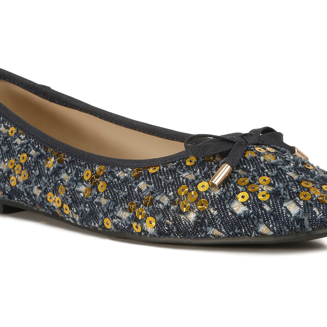 florent sequni flat bow ballerina#color_gold