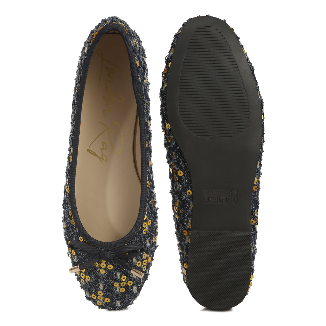 florent sequni flat bow ballerina#color_gold