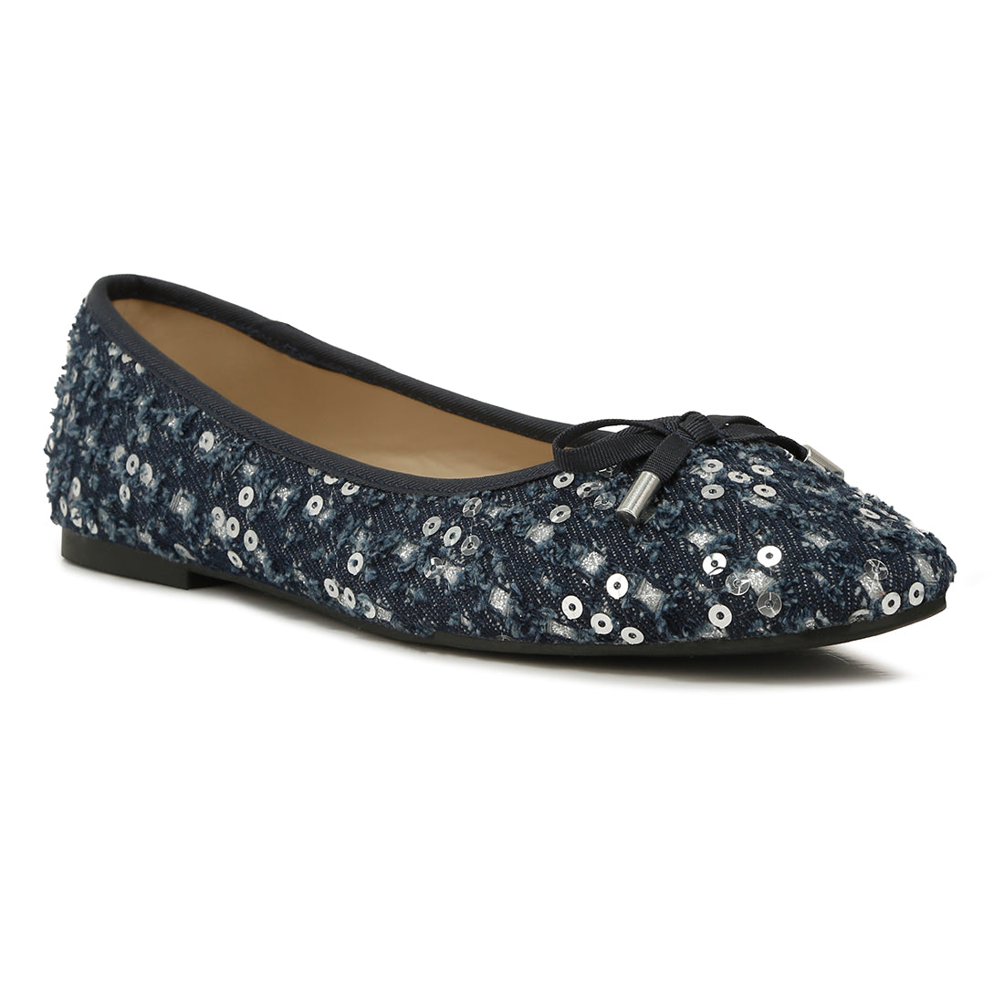 florent sequni flat bow ballerina#color_silver