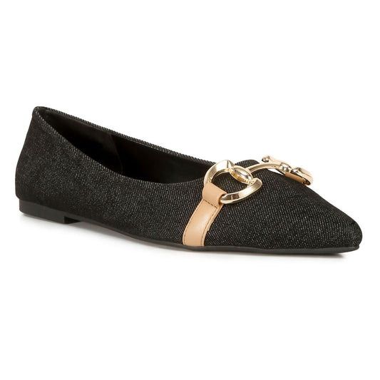 cressida denim horsebit detail ballet flats#color_black
