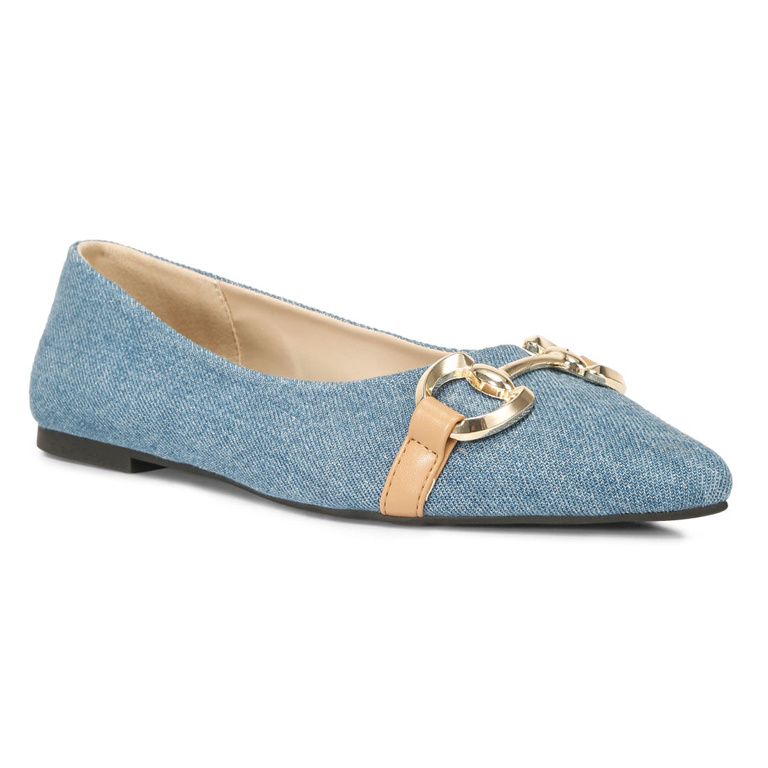 cressida denim horsebit detail ballet flats#color_blue