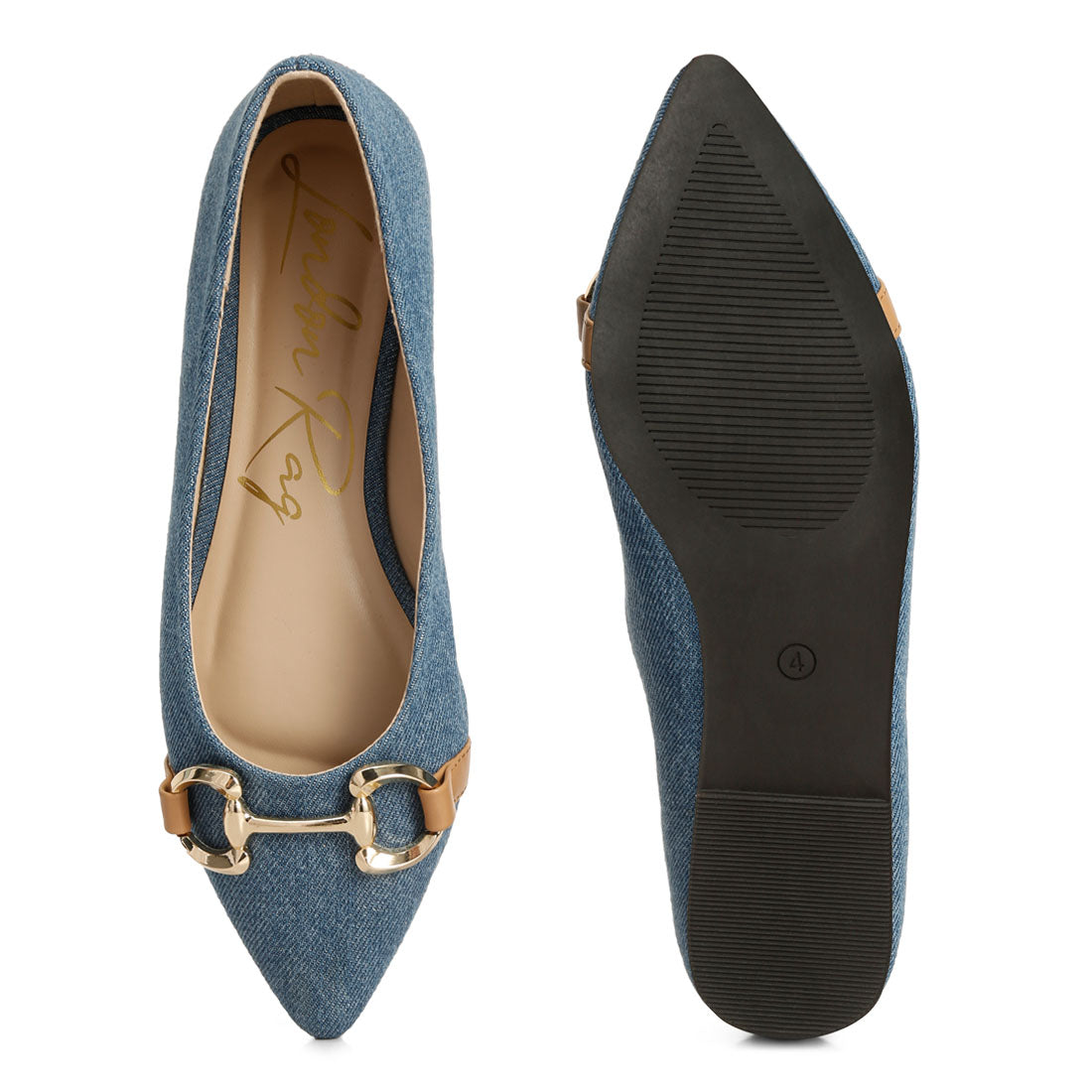 cressida denim horsebit detail ballet flats#color_blue