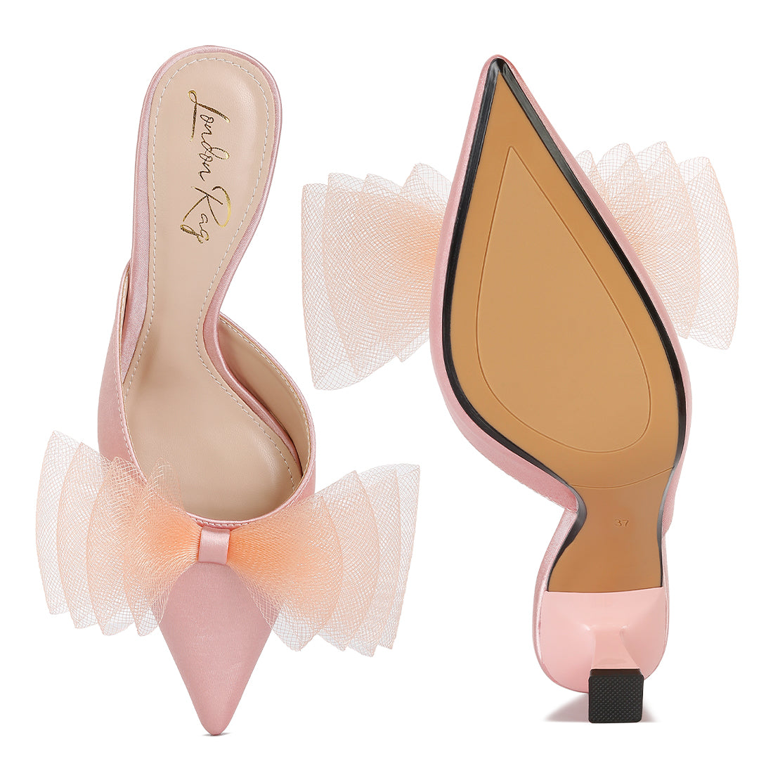organza bow embellished mules#color_blush