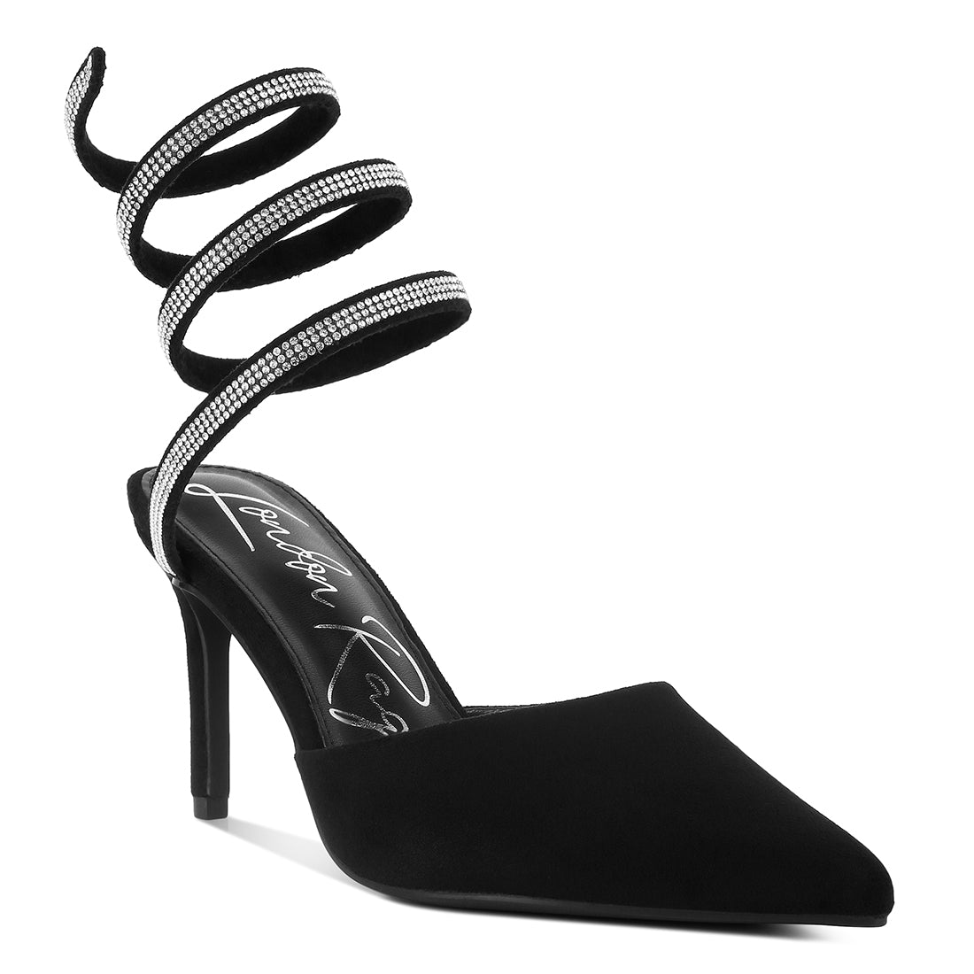 Elvira rihnestone embellished sandals#color_black