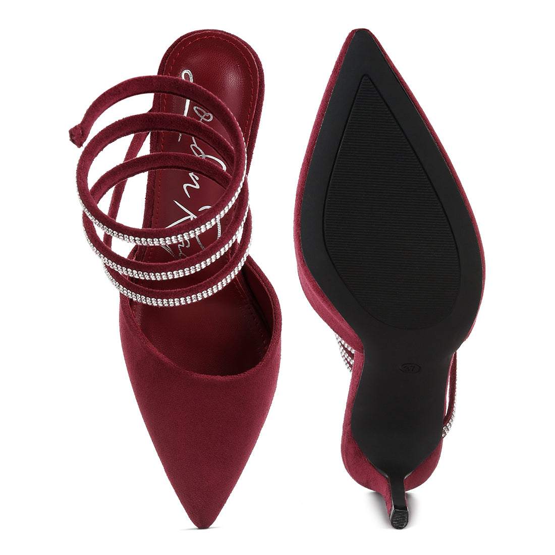 Elvira rihnestone embellished sandals#color_burgundy