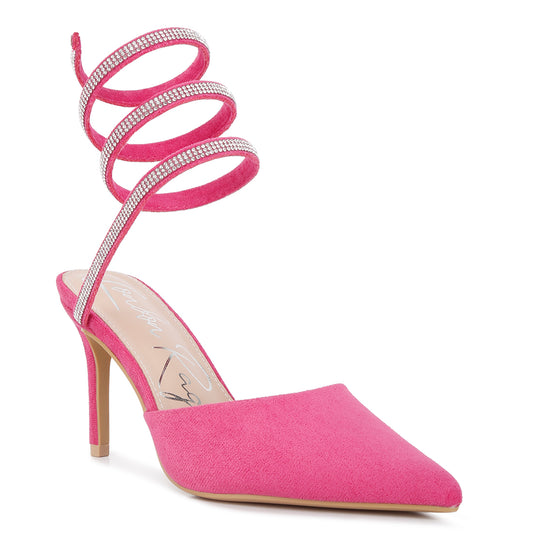 Elvira rihnestone embellished sandals#color_pink