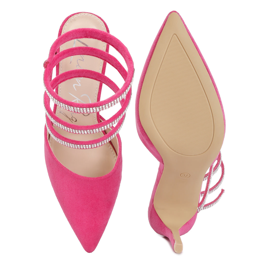 Elvira rihnestone embellished sandals#color_pink